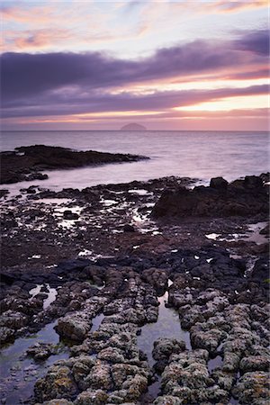 simsearch:400-04581013,k - View Across Rocky Shoreline to the Island of Ailsa Craig at Sunset, Turnberry Point, South Ayrshire, Ayrshire, Scotland Stock Photo - Rights-Managed, Code: 700-02700651