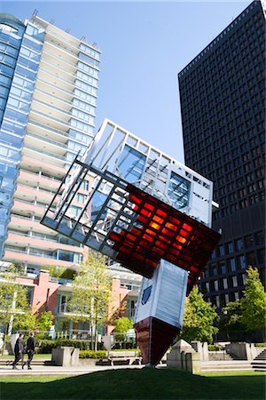 simsearch:700-03739482,k - Office Towers and Sculpture, Device to Root Out Evil, Downtown Vancouver, British Columbia, Canada Stock Photo - Rights-Managed, Code: 700-02833986