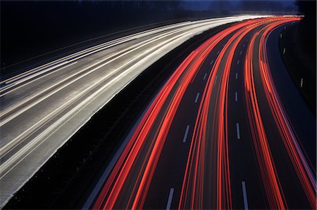 speed of light - Streaking Lights on Highway at Night Near Stuttgart, Baden-Wurttemberg, Germany Stock Photo - Rights-Managed, Code: 700-02883145