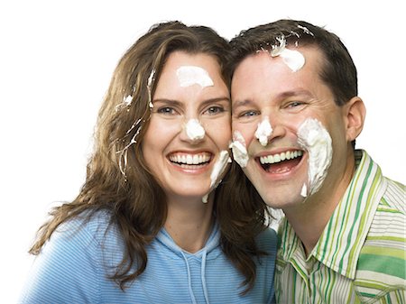 Portrait of Couple with Whipped Cream on their Faces Stock Photo - Rights-Managed, Code: 700-02912393