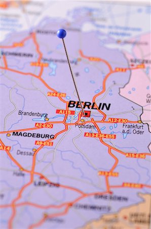 road map - Map with Pin Marking Berlin, Germany Stock Photo - Rights-Managed, Code: 700-02912530