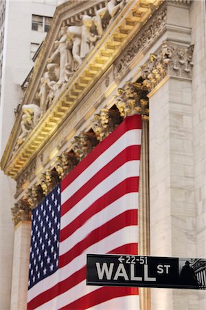 road signs in us - American FLag, New York Stock Exchange, Manhattan, New York, New York, USA Stock Photo - Rights-Managed, Code: 700-02912895