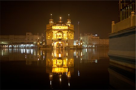 famous buildings in india - Golden Temple at Night, Amritsar, Punjab, India Stock Photo - Rights-Managed, Code: 700-02957805