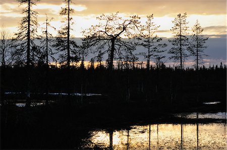 peace silhouette in black - Sunset over Lake, Lapland, Finland Stock Photo - Rights-Managed, Code: 700-02967657