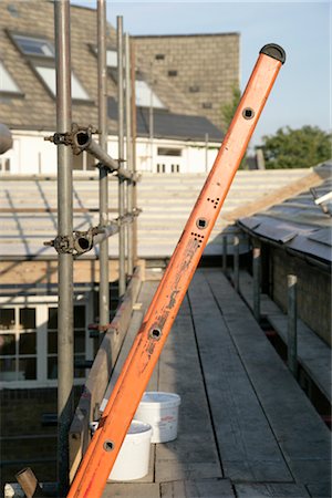 Scaffolding and Ladder Against Roof Stock Photo - Rights-Managed, Code: 700-03017093