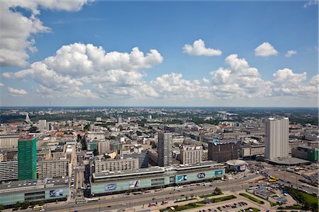 Vue d'ensemble de Varsovie du Palais de la Culture et des sciences, Varsovie, Pologne Photographie de stock - Rights-Managed, Code: 700-03054180