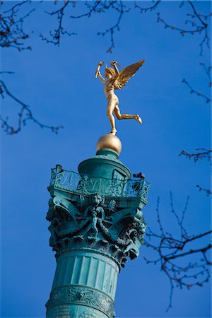 simsearch:700-03068466,k - Genie de la Liberte atop the Colonne de Juillet, Place de la Bastille, Paris, France Stock Photo - Rights-Managed, Code: 700-03068458