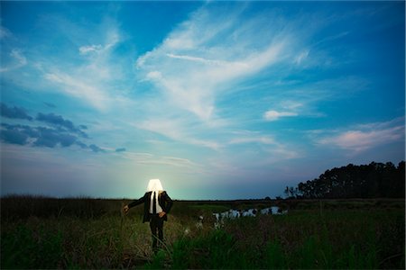 surreal - Businessman Wearing Lampshade Stock Photo - Rights-Managed, Code: 700-03075212