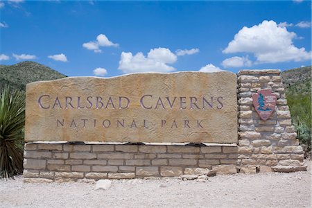 park sign - Carlsbad Caverns National Park Entrance, New Mexico, USA Foto de stock - Con derechos protegidos, Código: 700-03178368
