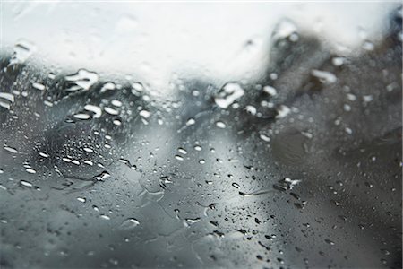 rainy window - View Through Wet Windshield Stock Photo - Rights-Managed, Code: 700-03178770