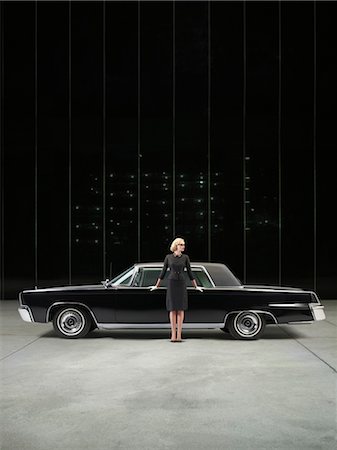 formal wear and car - Portrait of Glamourous Woman With 1964 Chevrolet Imperial LeBaron Stock Photo - Rights-Managed, Code: 700-03295293