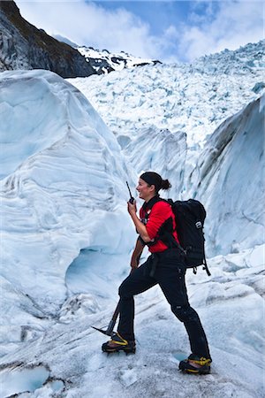 pickaxe - Woman Heli-hiking, Franz Josef Glacier, South Island, New Zealand Stock Photo - Rights-Managed, Code: 700-03333671