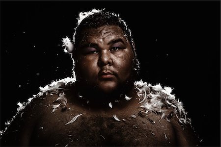 fat man - Man Covered in Feathers Stock Photo - Rights-Managed, Code: 700-03361673