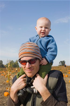 farm american male - Portrait of Baby Boy Riding on Father's Shoulders, Sauvie Island near Portland, Oregon, USA Stock Photo - Rights-Managed, Code: 700-03439554