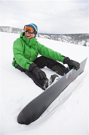 sports and snowboarding - Man with Snowboard near Steamboat Springs, Colorado, USA Foto de stock - Con derechos protegidos, Código: 700-03439878