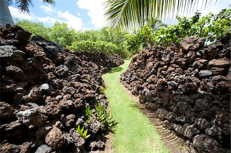 Pathway and Rock Wall, Kona, The Big Island, Hawaii, USA Stock Photo - Rights-Managed, Code: 700-03445664