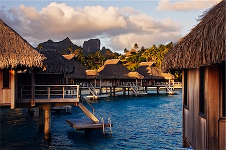 polynesia - Bora Bora Nui Resort with Mt Otemanu in Distance, Bora Bora, Tahiti, French Polynesia Stock Photo - Rights-Managed, Code: 700-03440199