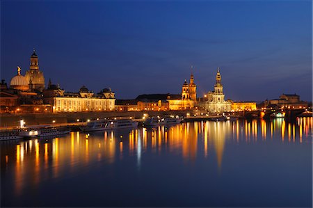 Dresden Skyline and River Elbe at Dusk, Dresden, Saxony, Germany Stock Photo - Rights-Managed, Code: 700-03502769