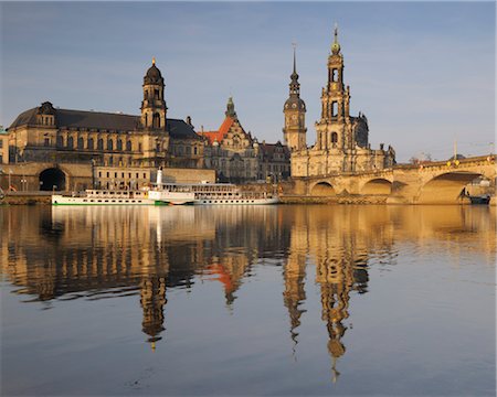 dresden - Dresden Skyline and River Elbe at Dawn, Dresden, Saxony, Germany Stock Photo - Rights-Managed, Code: 700-03502771