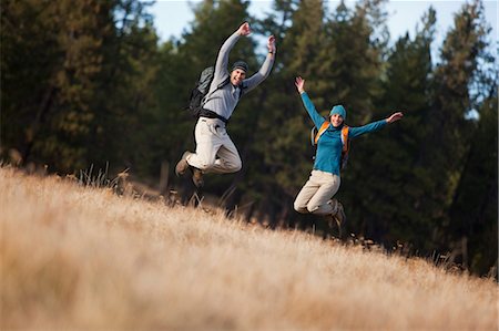 simsearch:700-03503010,k - Hiker Couple Jumping near Deschutes River, Oregon, USA Stock Photo - Rights-Managed, Code: 700-03502942