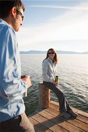simsearch:700-03503010,k - Couple on Dock at Sunrise, Lake Tahoe, California, USA Stock Photo - Rights-Managed, Code: 700-03503003