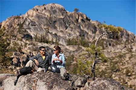 Couple Taking Coffee Break at Donner Summit, near Lake Tahoe, California, USA Stock Photo - Rights-Managed, Code: 700-03503017