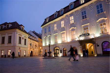 evening europe street - Street Scene, Bratislava, Slovakia Stock Photo - Rights-Managed, Code: 700-03520315