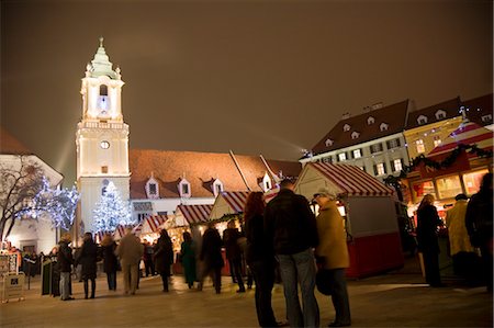 evening europe street - Christmas Market, Bratislava, Slovakia Stock Photo - Rights-Managed, Code: 700-03520316