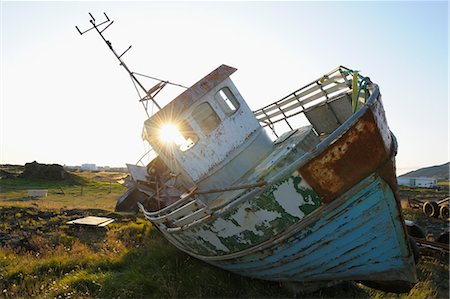 reykjanes - Old Boat on Shore, Grindavik, Reykjanes Peninsula, Iceland Stock Photo - Rights-Managed, Code: 700-03554322