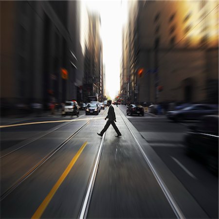 perspective road buildings - Pedestrian at Intersection, Toronto, Ontario, Canada Stock Photo - Rights-Managed, Code: 700-03554376