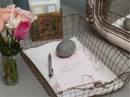 Still Life of Wire Basket with Grocery List Stock Photo - Rights-Managed, Code: 700-03554424