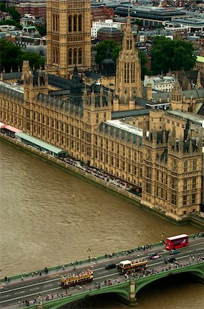 road bridge uk - Aerial View of the House of Parliament and Westminster Bridge, London, England Stock Photo - Rights-Managed, Code: 700-03601363