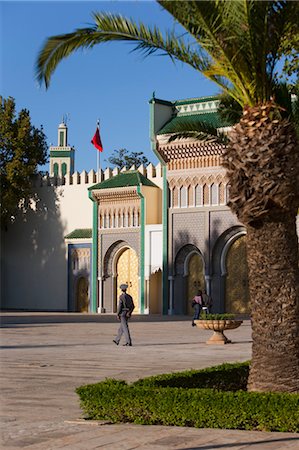 flag at front door - Royal Palace, Fez, Morocco, Africa Stock Photo - Rights-Managed, Code: 700-03612970