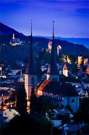 Towers of Hof Church, Lucerne, Switzerland Stock Photo - Rights-Managed, Code: 700-03654608