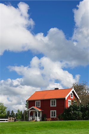 Red Wooden House, Smaland, Sweden Stock Photo - Rights-Managed, Code: 700-03659280