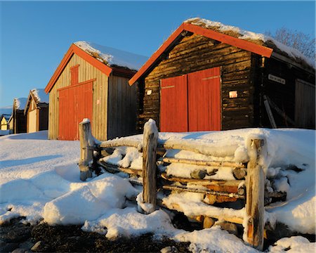 Fishing Huts in Winter, Nordbotn, Tromso, Troms, Norway Stock Photo - Rights-Managed, Code: 700-03665488