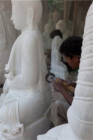 Stonemason working on Buddha Statue, Myanmar Stock Photo - Rights-Managed, Code: 700-03685878