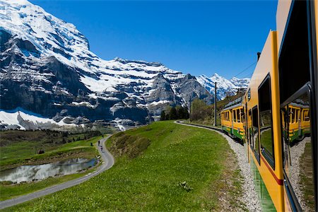 switzerland train - Cog Wheel Railway at Kleine Scheidegg, Jungfrau Region, Bernese Alps, Switzerland Stock Photo - Rights-Managed, Code: 700-03696851