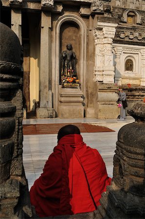 Monk at Mahabodhi Temple, Bodh Gaya, Gaya District, Bihar, India Stock Photo - Rights-Managed, Code: 700-03737485