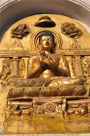 Buddha Sculpture at Mahabodhi Temple, Bodh Gaya, Gaya District, Bihar, India Stock Photo - Rights-Managed, Code: 700-03737492