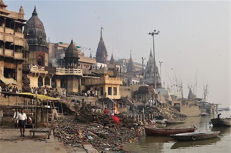 funerals - Manikarnika Ghat, River Ganges, Varanasi, Varanasi District, Uttar Pradesh, India Stock Photo - Rights-Managed, Code: 700-03737870