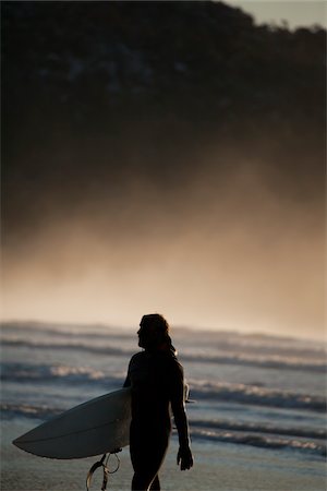 Surfer on Beach, Chesterman Beach, Tofino, Vancouver Island, British Columbia, Canada Stock Photo - Rights-Managed, Code: 700-03732427