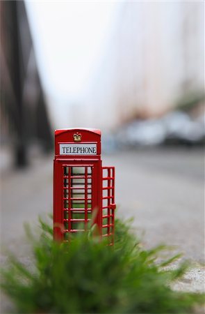 red call box - Miniature Telephone Booth in Street Stock Photo - Rights-Managed, Code: 700-03777884