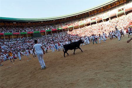 pamplona - Amateur Bullfight with Young Bulls, Fiesta de San Fermin, Pamplona, Navarre, Spain Stock Photo - Rights-Managed, Code: 700-03805446
