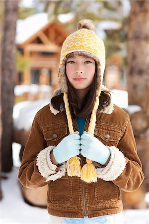 preteen asian girls - Portrait of Girl Wearing Winter Clothing Outdoors Stock Photo - Rights-Managed, Code: 700-03849325