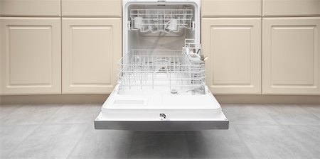 racked - Open Dishwasher Stock Photo - Rights-Managed, Code: 700-03849727