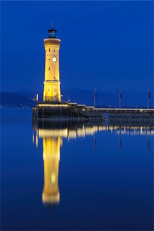 Lighthouse at Harbour Entrance at dusk, Lindau, Bavaria, Germany Stock Photo - Rights-Managed, Code: 700-03891089