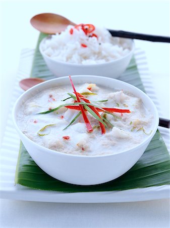 Individual portion of Fish Amok Cambodian cuisine Stock Photo - Rights-Managed, Code: 824-07585841