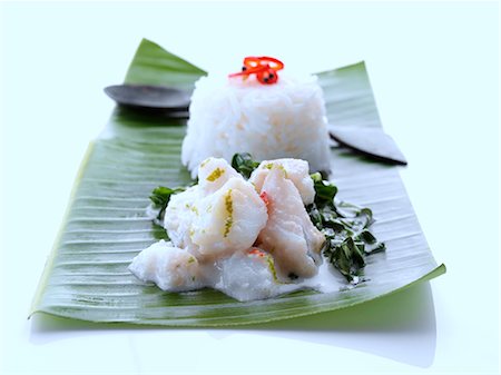 Individual portion of Fish Amok Cambodian cuisine Foto de stock - Con derechos protegidos, Código: 824-07585843