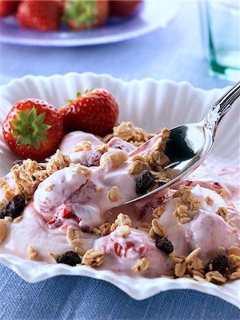 simsearch:824-07586355,k - Strawberry yoghourt with red ripe strawberries Stock Photo - Rights-Managed, Code: 824-07585912